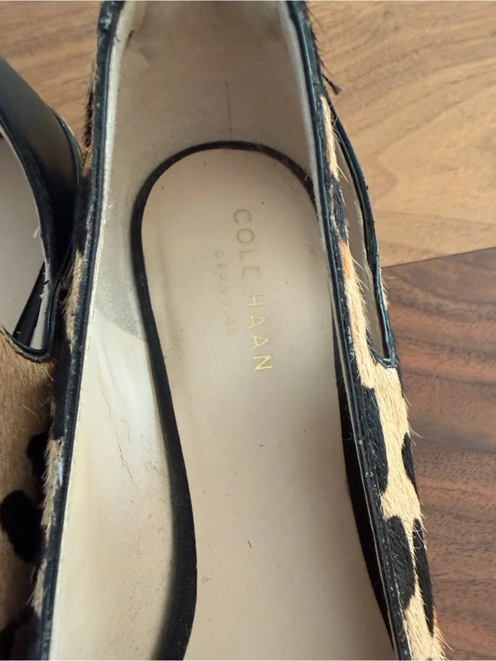 Cole Haan Leopard-Print Pointed-Toe Flats in Tan and Black